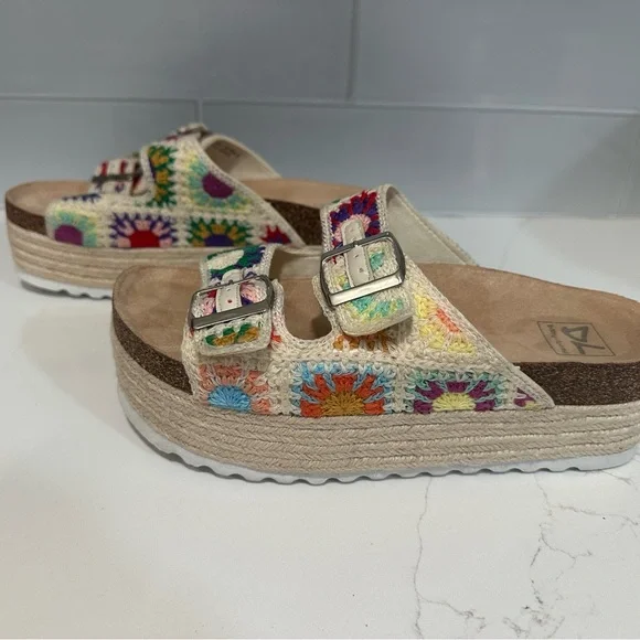 New Dirty Laundry Plays Crochet Platform Sandal Size 8 multi-color Espadrilles - Picture 4 of 11